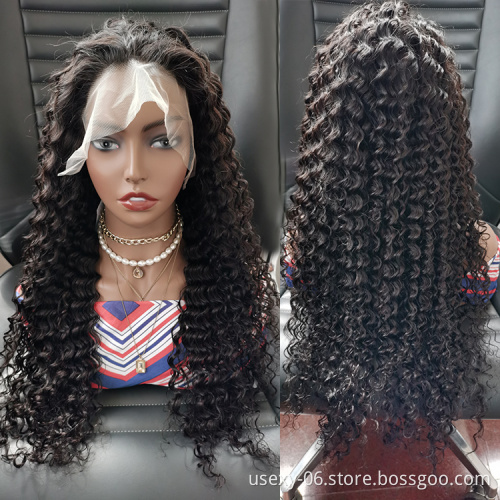 Top quality deep wave virgin brazilian 40 inch human hair HD full lace front wig transparent lace human hair wigs for women
